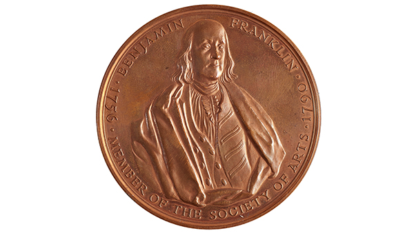 Medal showing Benjamin Franklin