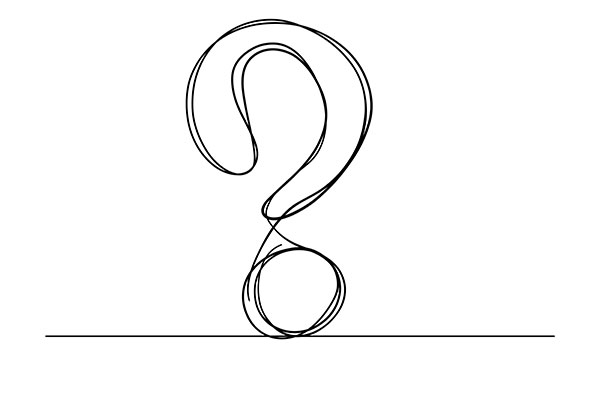 Single line drawing of a question mark