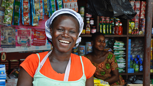 Female vendor at a store in Nigeria