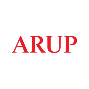 Red text logo on a white background displaying the word "ARUP" in capital letters.