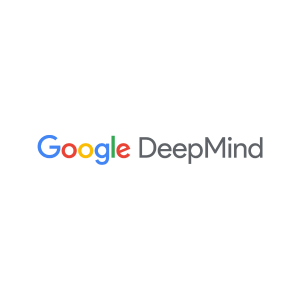 The image shows the logo of Google DeepMind. The word "Google" is in colorful letters, and "DeepMind" is in gray.